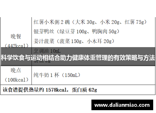 科学饮食与运动相结合助力健康体重管理的有效策略与方法